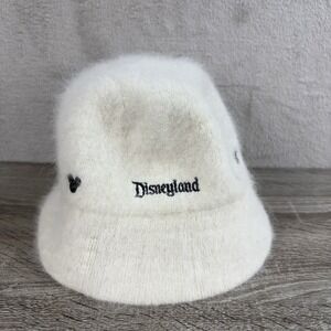 Disneyland Resorts White Rabbit Hair Bucket‎ Hat Soft Fuzzy One Size Adult